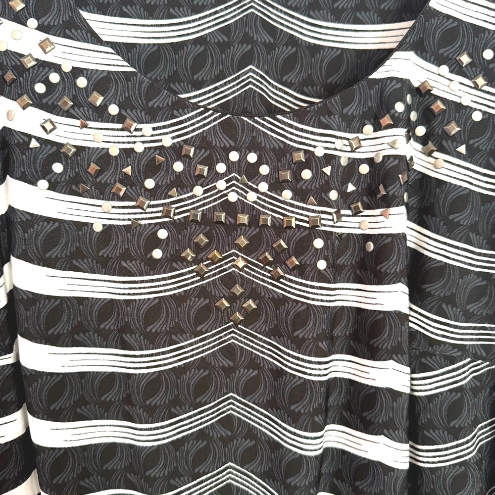 Style & Co Tranquil Waves Black White Embellished Maxi Dress 2X - Picture 8 of 15